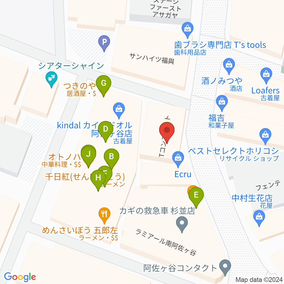 南阿佐ヶ谷ON THE ROOF+周辺のファミレス・ファーストフード一覧地図