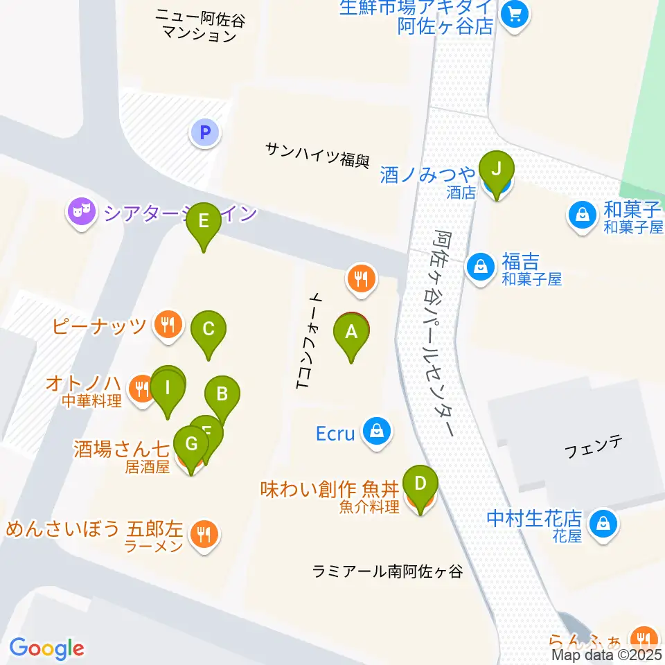 南阿佐ヶ谷ON THE ROOF plus周辺のファミレス・ファーストフード一覧地図