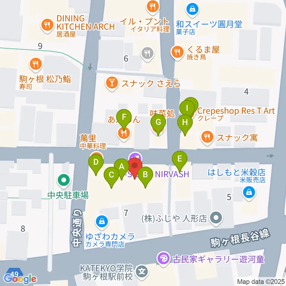 G-Studio NIRVASH周辺のファミレス・ファーストフード一覧地図