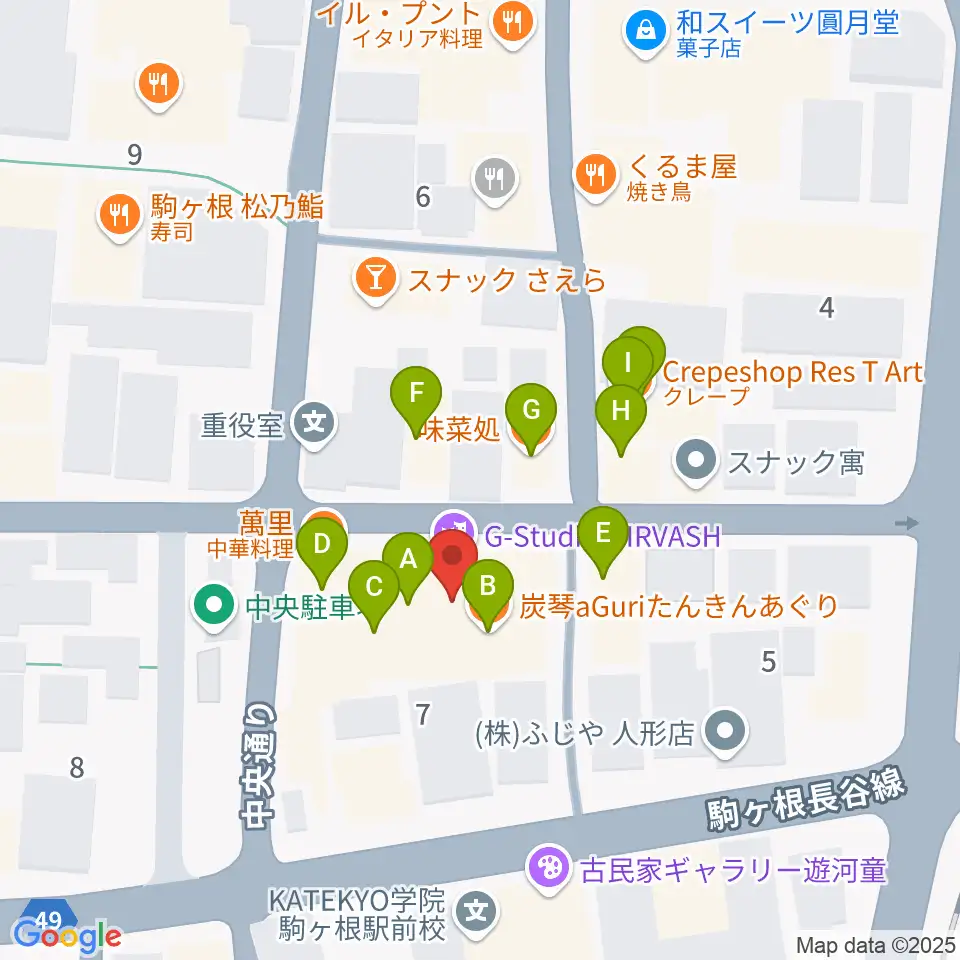 G-Studio NIRVASH周辺のファミレス・ファーストフード一覧地図