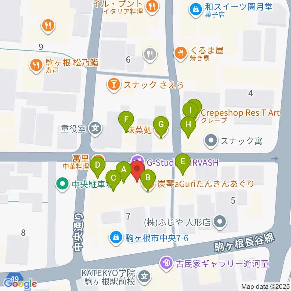 G-Studio NIRVASH周辺のファミレス・ファーストフード一覧地図