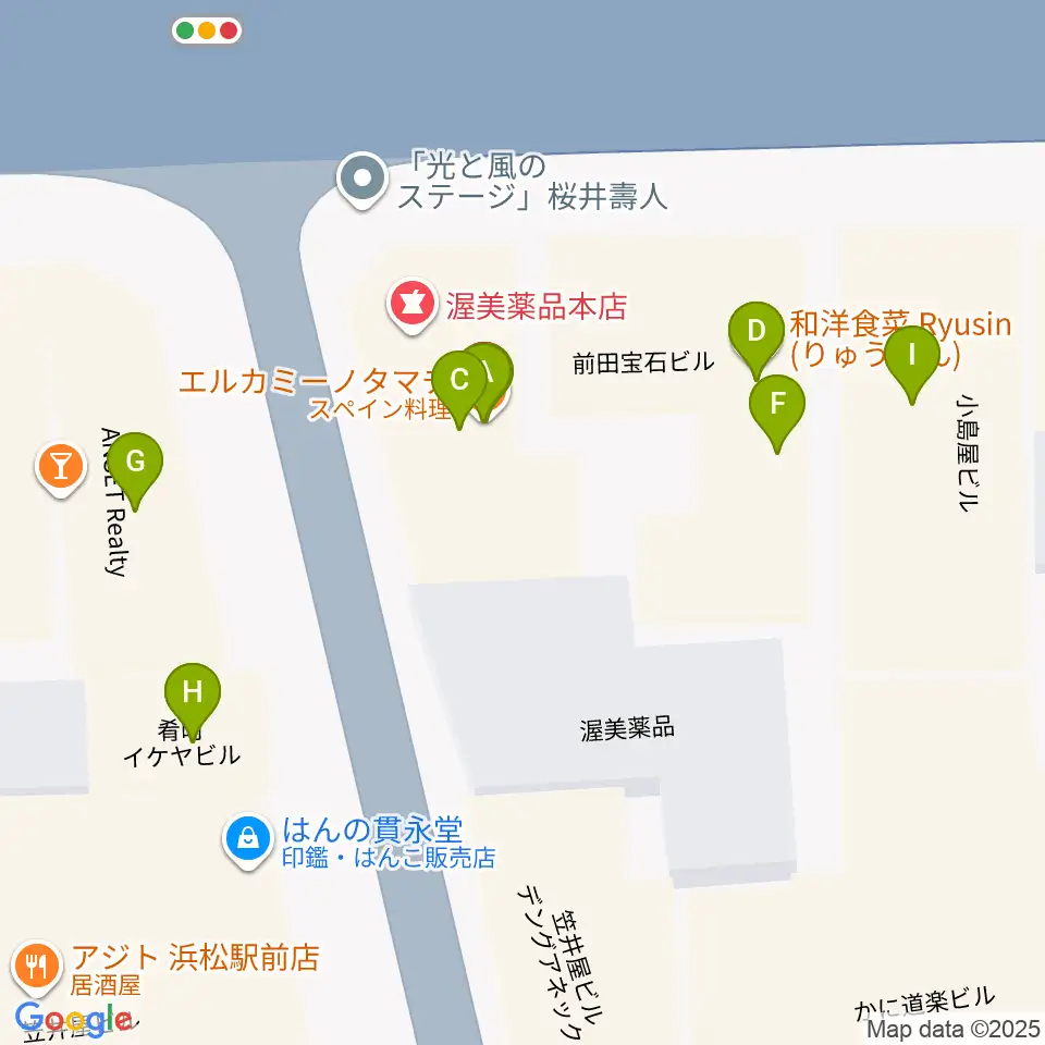 ジャズスポット アナログ周辺のファミレス・ファーストフード一覧地図
