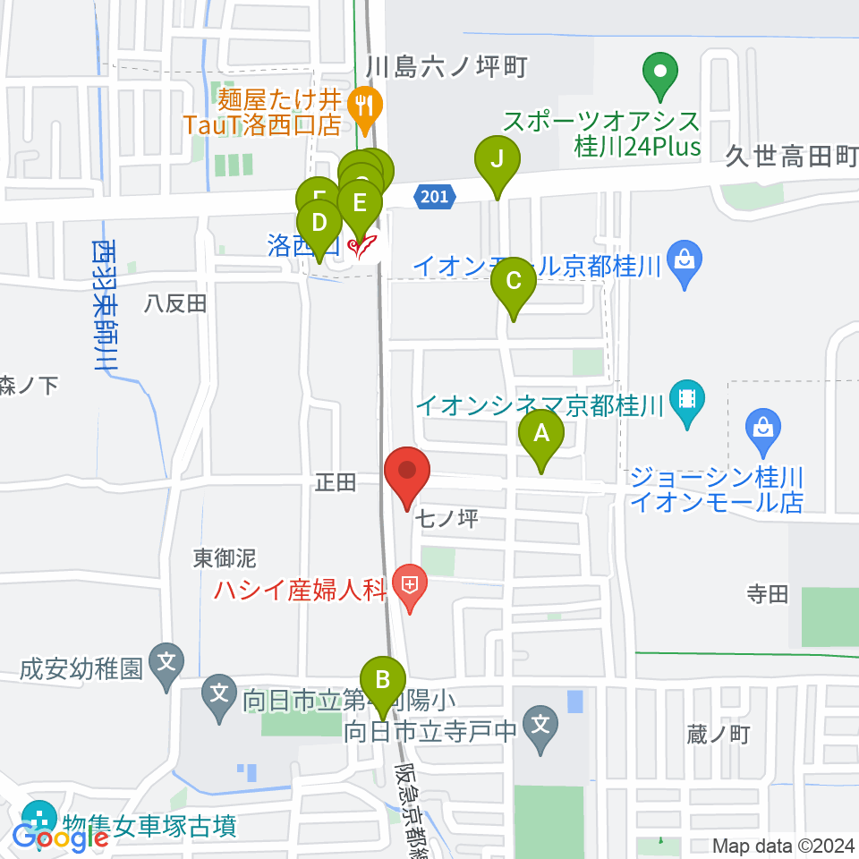 桂川ベアティホール周辺のファミレス・ファーストフード一覧地図