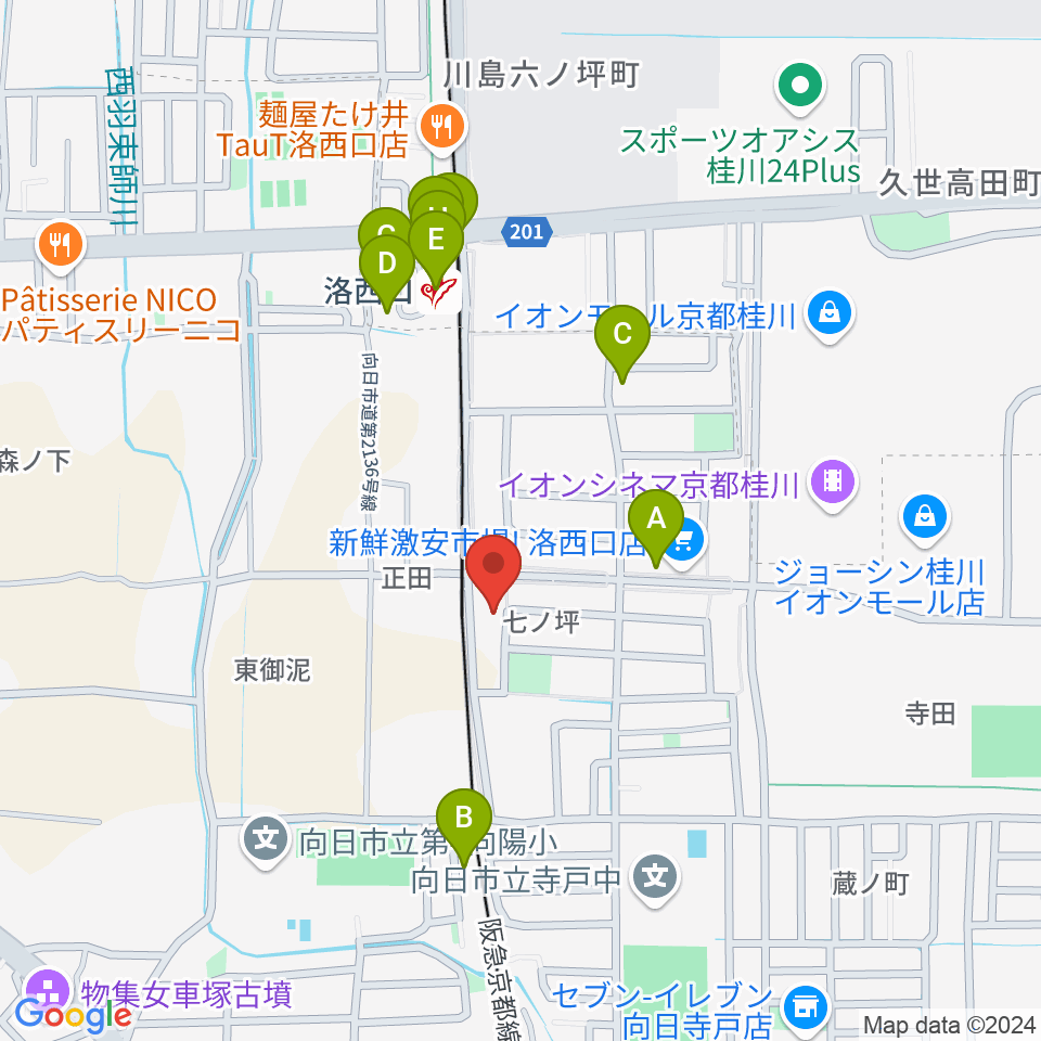 桂川ベアティホール周辺のファミレス・ファーストフード一覧地図