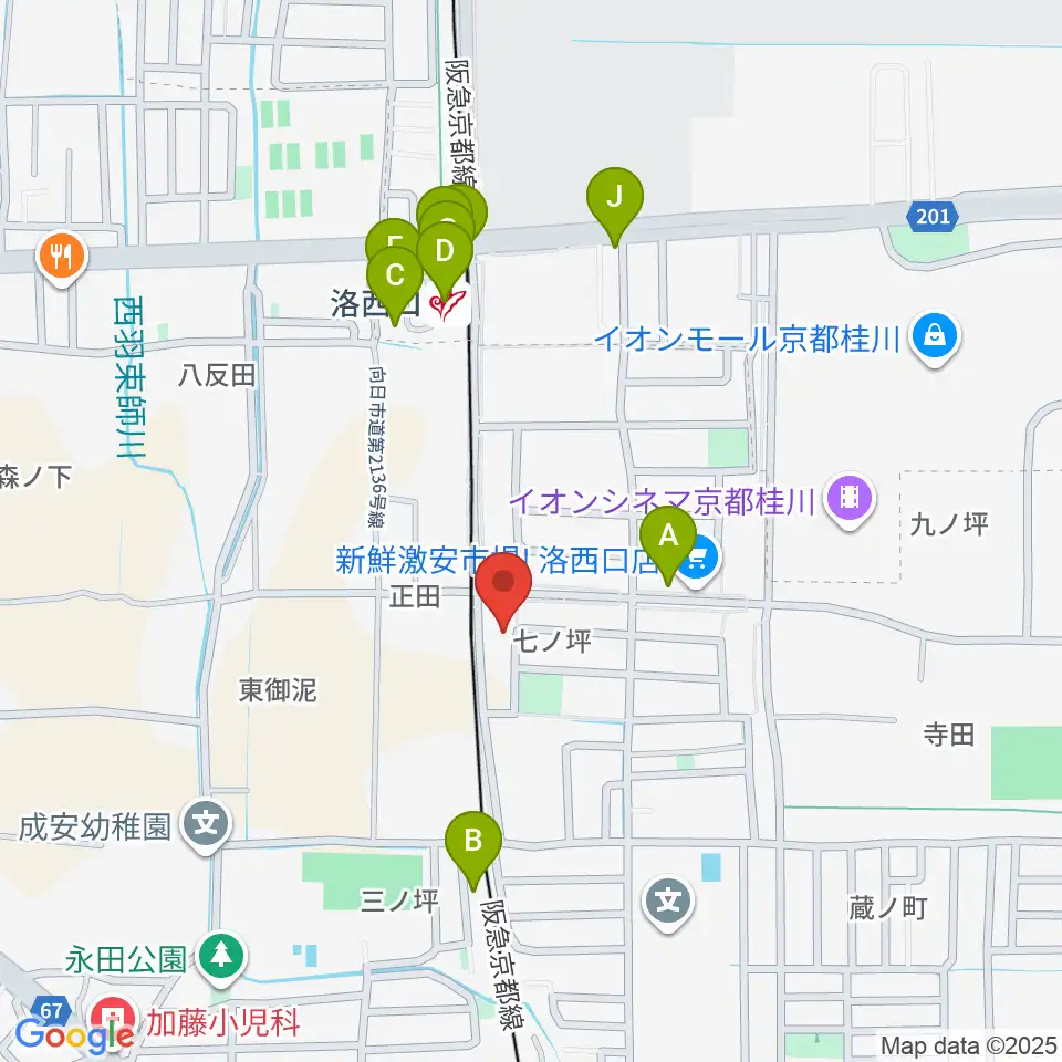 桂川ベアティホール周辺のファミレス・ファーストフード一覧地図