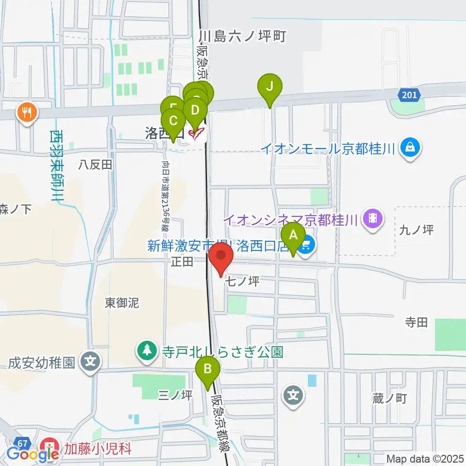 桂川ベアティホール周辺のファミレス・ファーストフード一覧地図