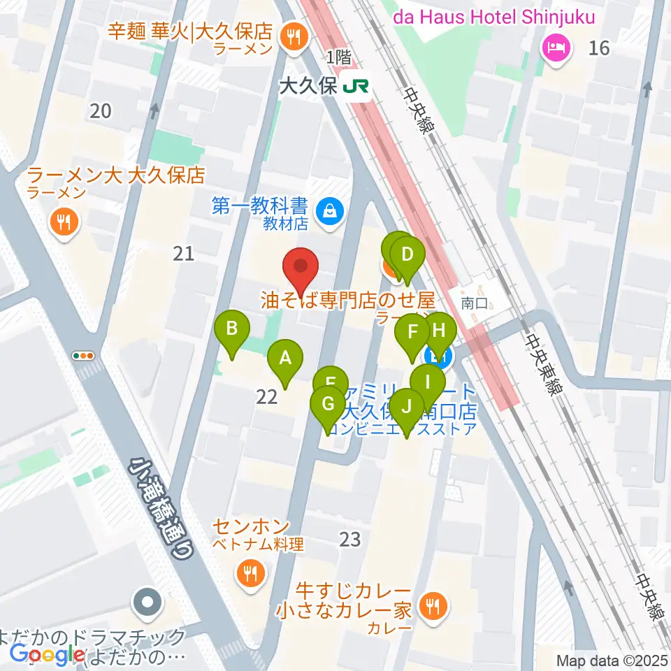 ジェットワン周辺のファミレス・ファーストフード一覧地図