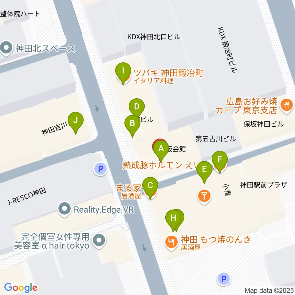 神田Jazz spot Step!周辺のファミレス・ファーストフード一覧地図