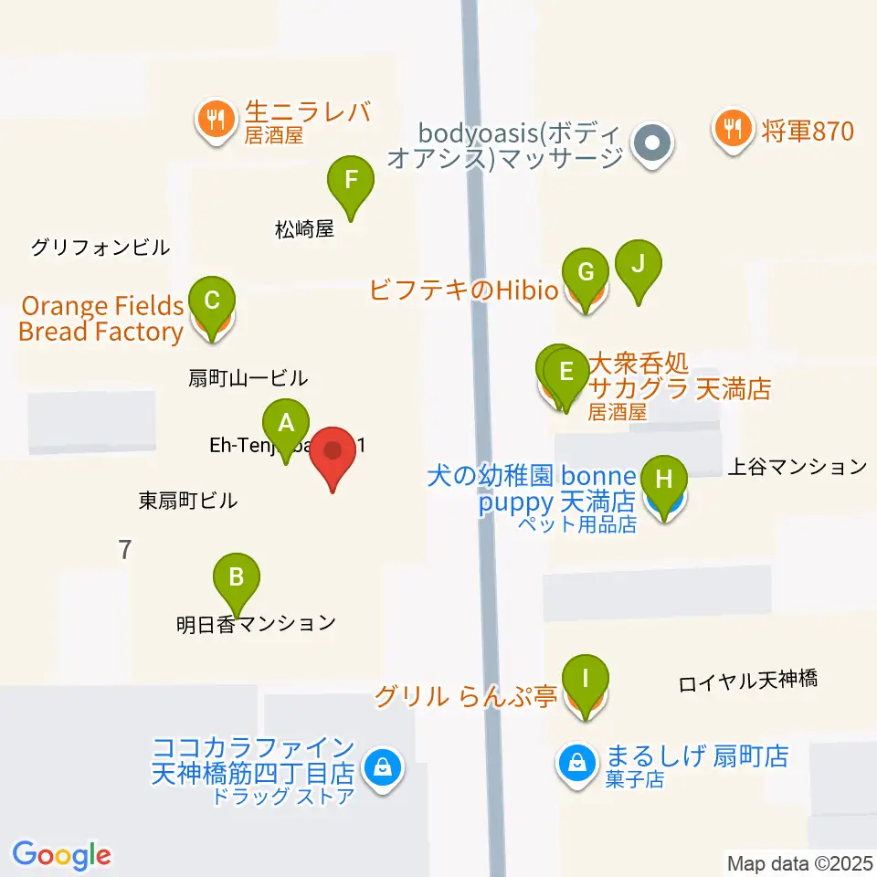 扇町para-dice周辺のファミレス・ファーストフード一覧地図