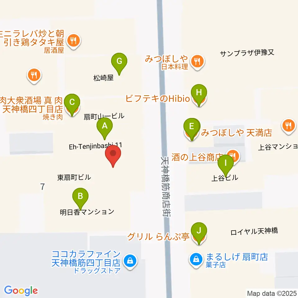 扇町para-dice周辺のファミレス・ファーストフード一覧地図