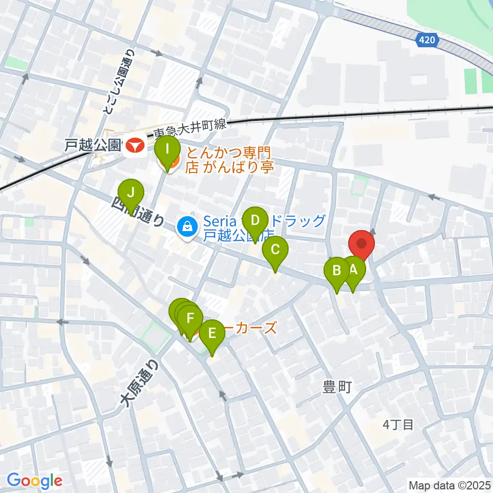 Crunch Studio周辺のファミレス・ファーストフード一覧地図