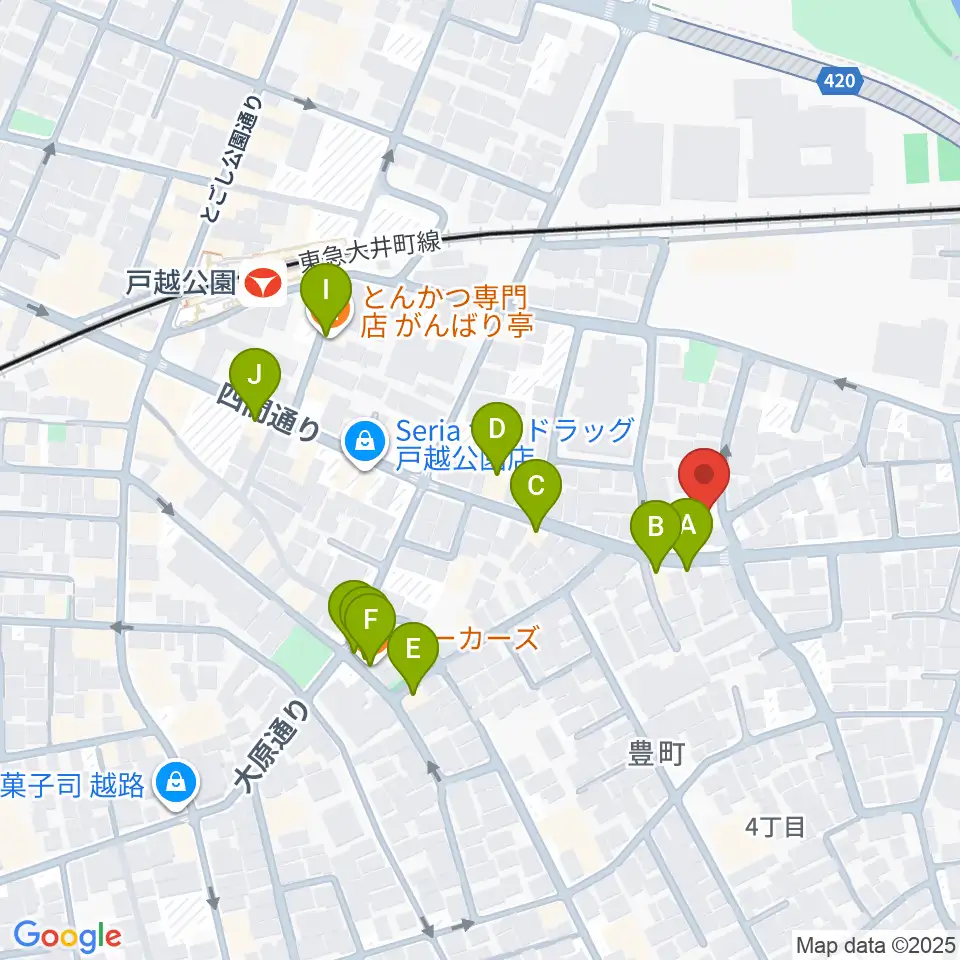 Crunch Studio周辺のファミレス・ファーストフード一覧地図