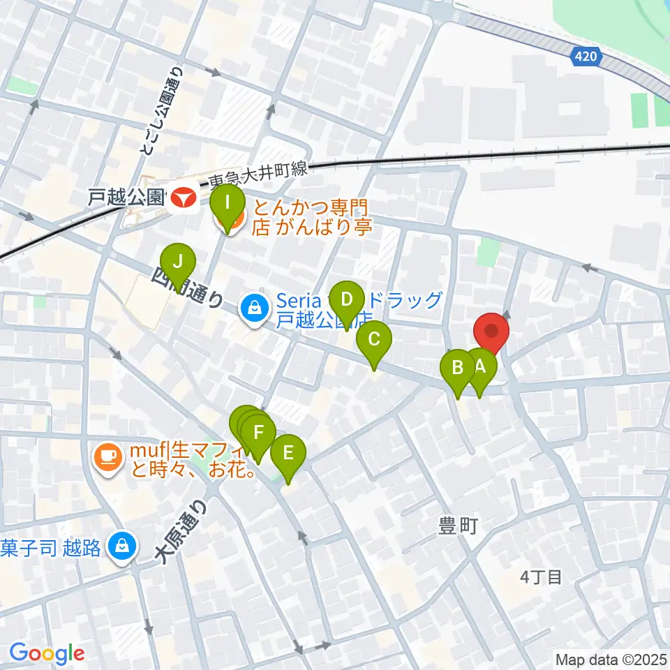 Crunch Studio周辺のファミレス・ファーストフード一覧地図