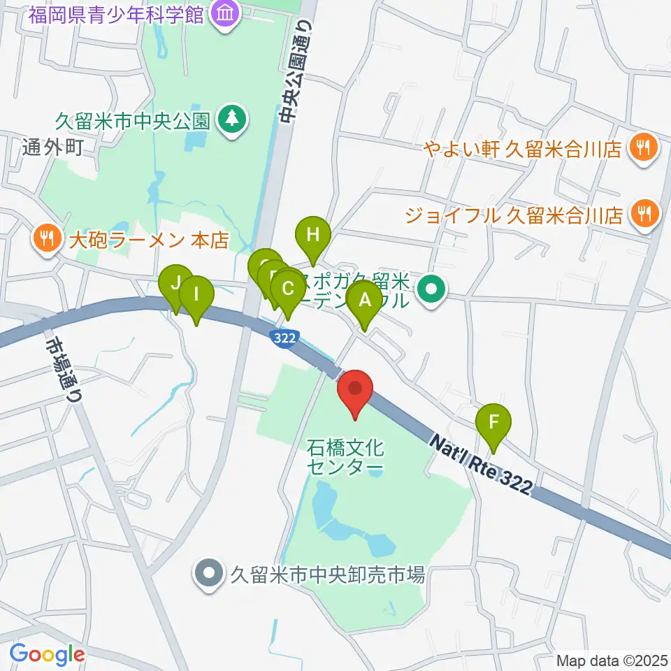 石橋文化会館周辺のファミレス・ファーストフード一覧地図