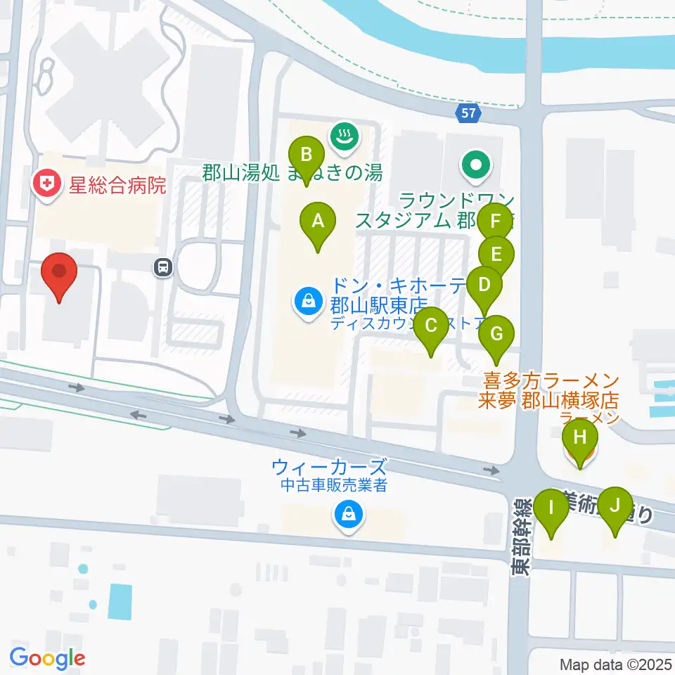 ポラリス保健看護学院メグレズホール周辺のファミレス・ファーストフード一覧地図