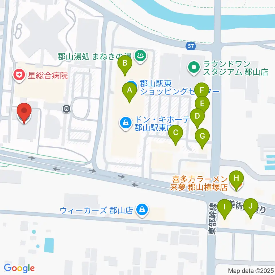 ポラリス保健看護学院メグレズホール周辺のファミレス・ファーストフード一覧地図