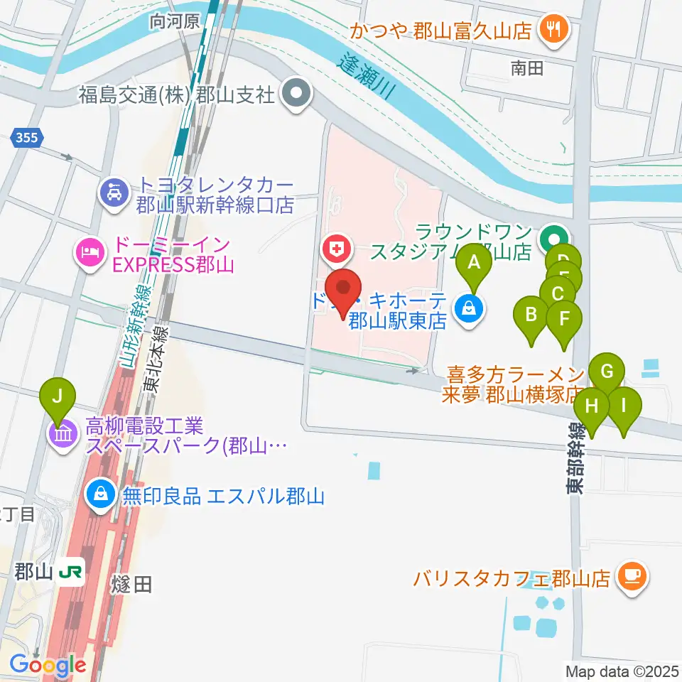 ポラリス保健看護学院メグレズホール周辺のファミレス・ファーストフード一覧地図