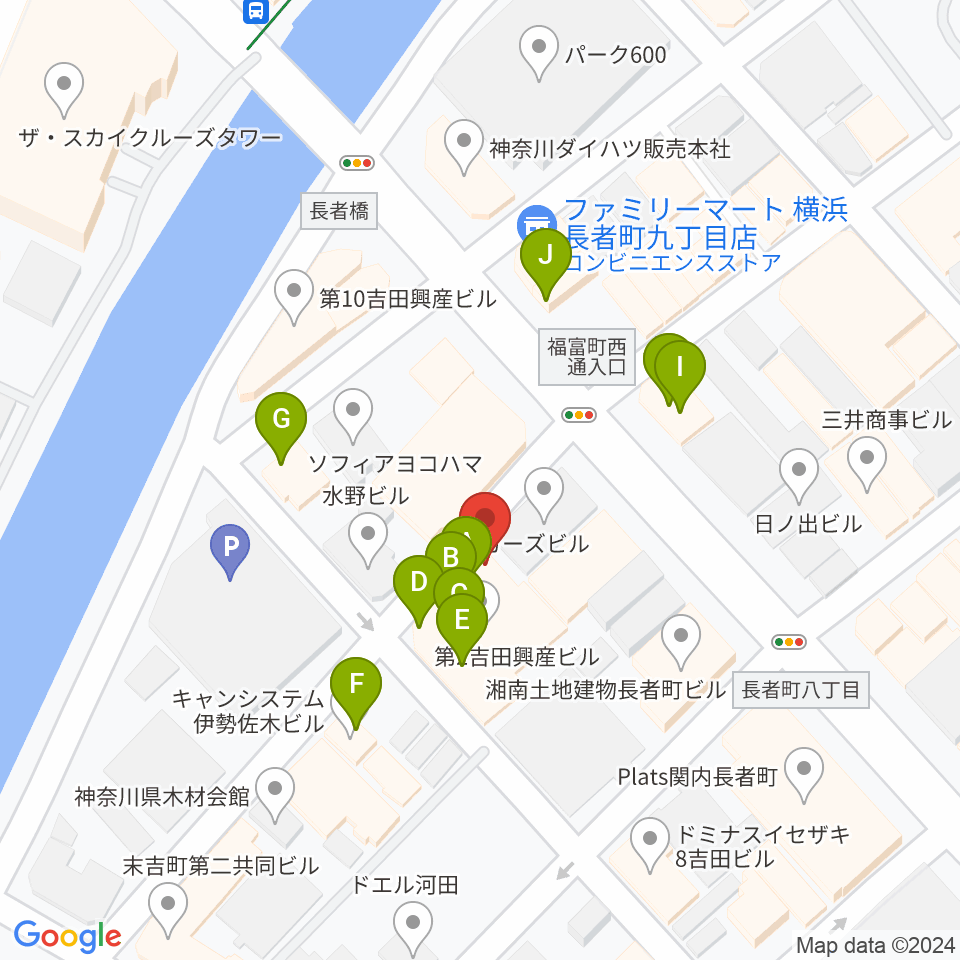 横浜JAZZ FIRST周辺のファミレス・ファーストフード一覧地図