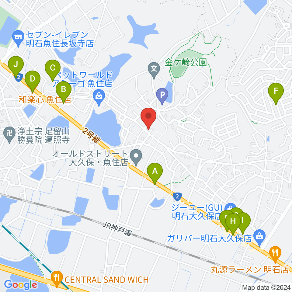 金ヶ崎文化教室周辺のファミレス・ファーストフード一覧地図