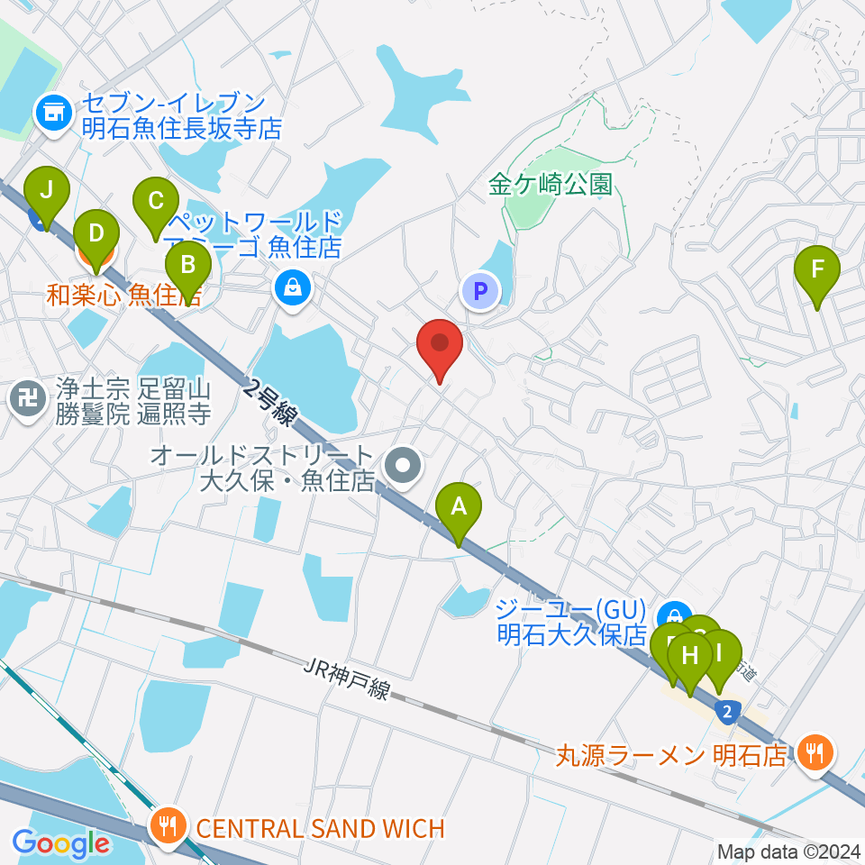 金ヶ崎文化教室周辺のファミレス・ファーストフード一覧地図