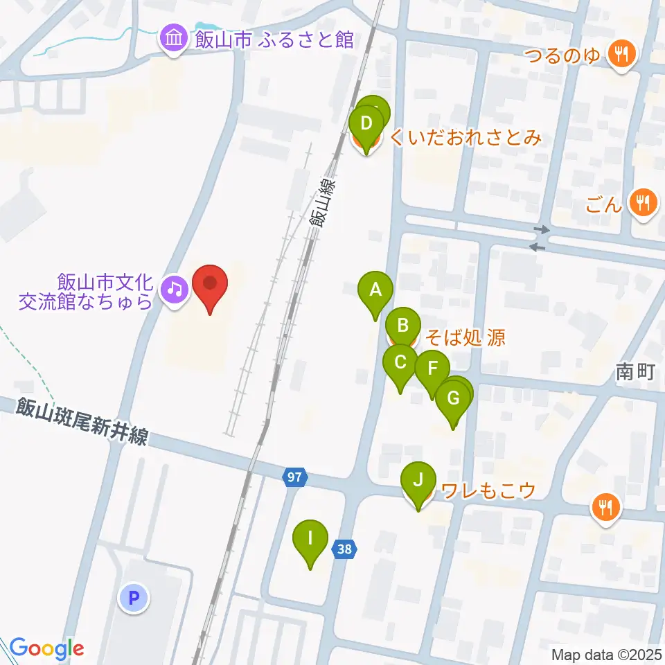 飯山市文化交流館なちゅら周辺のファミレス・ファーストフード一覧地図
