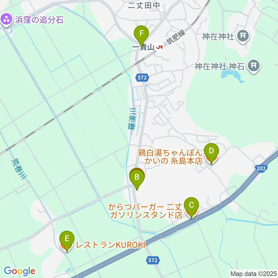 糸島Greenchord周辺のファミレス・ファーストフード一覧地図