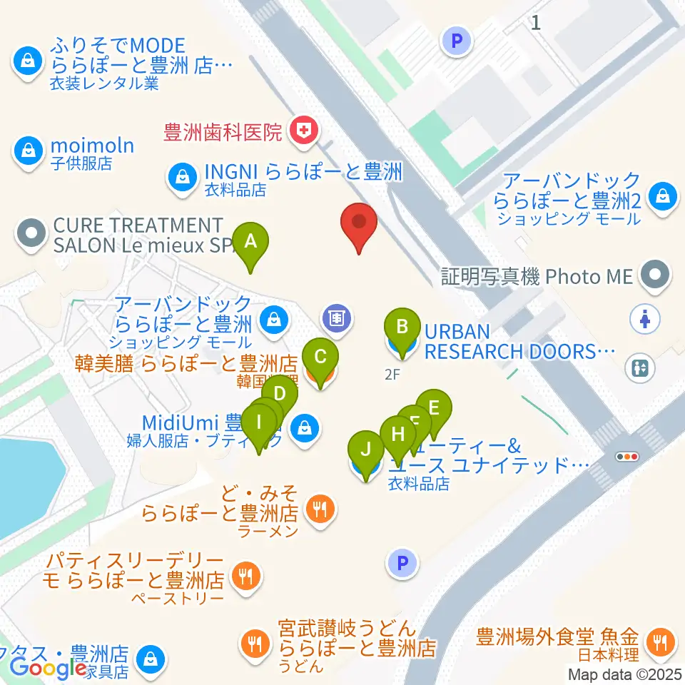 島村楽器ららぽーと豊洲店周辺のファミレス・ファーストフード一覧地図