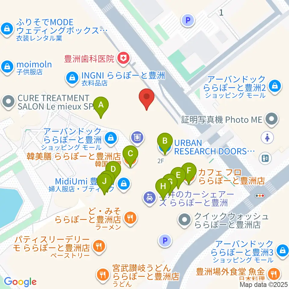 島村楽器ららぽーと豊洲店周辺のファミレス・ファーストフード一覧地図