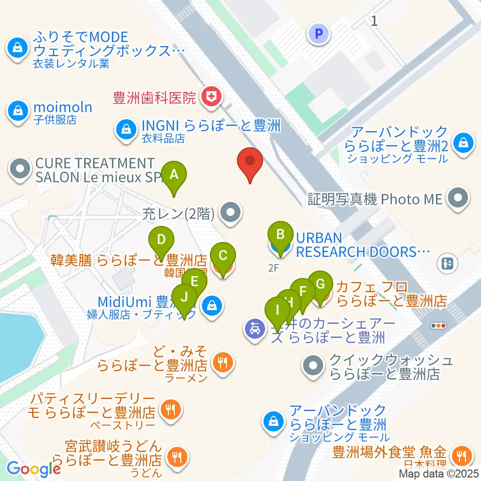 島村楽器ららぽーと豊洲店周辺のファミレス・ファーストフード一覧地図