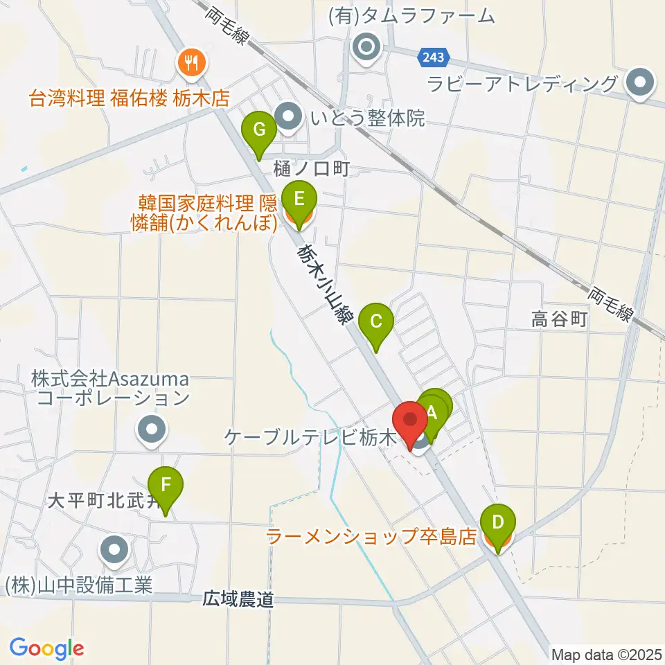 FMくらら857周辺のファミレス・ファーストフード一覧地図