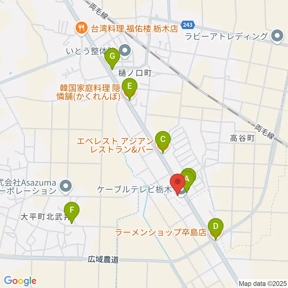 FMくらら857周辺のファミレス・ファーストフード一覧地図
