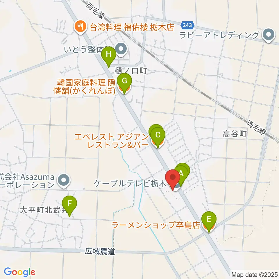 FMくらら857周辺のファミレス・ファーストフード一覧地図