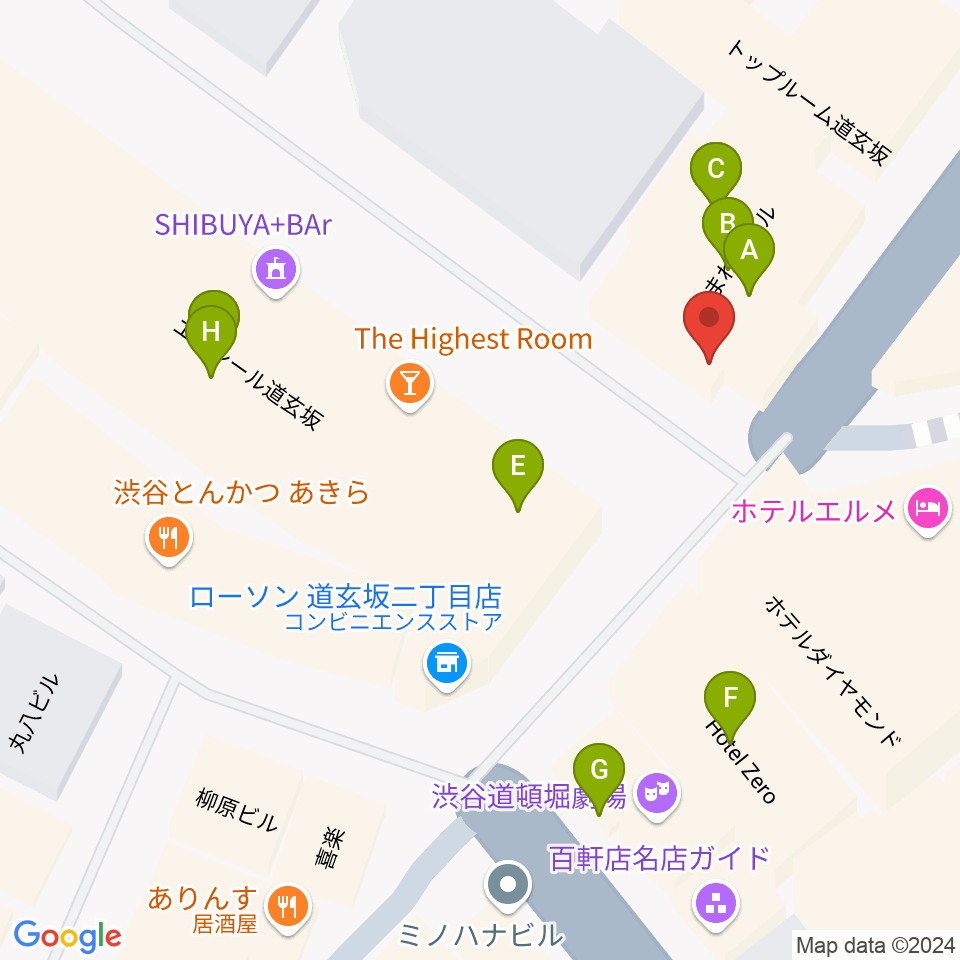 渋谷KO-KO周辺のファミレス・ファーストフード一覧地図