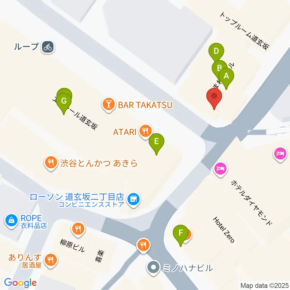 渋谷KO-KO周辺のファミレス・ファーストフード一覧地図