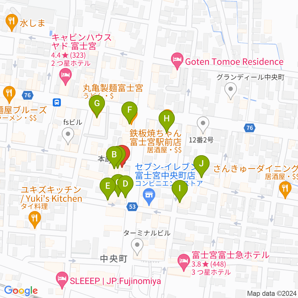 ロックハウスポパイ周辺のファミレス・ファーストフード一覧地図