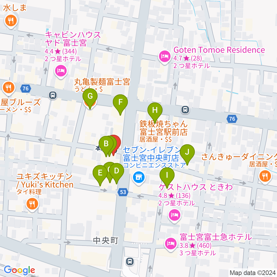 ロックハウスポパイ周辺のファミレス・ファーストフード一覧地図