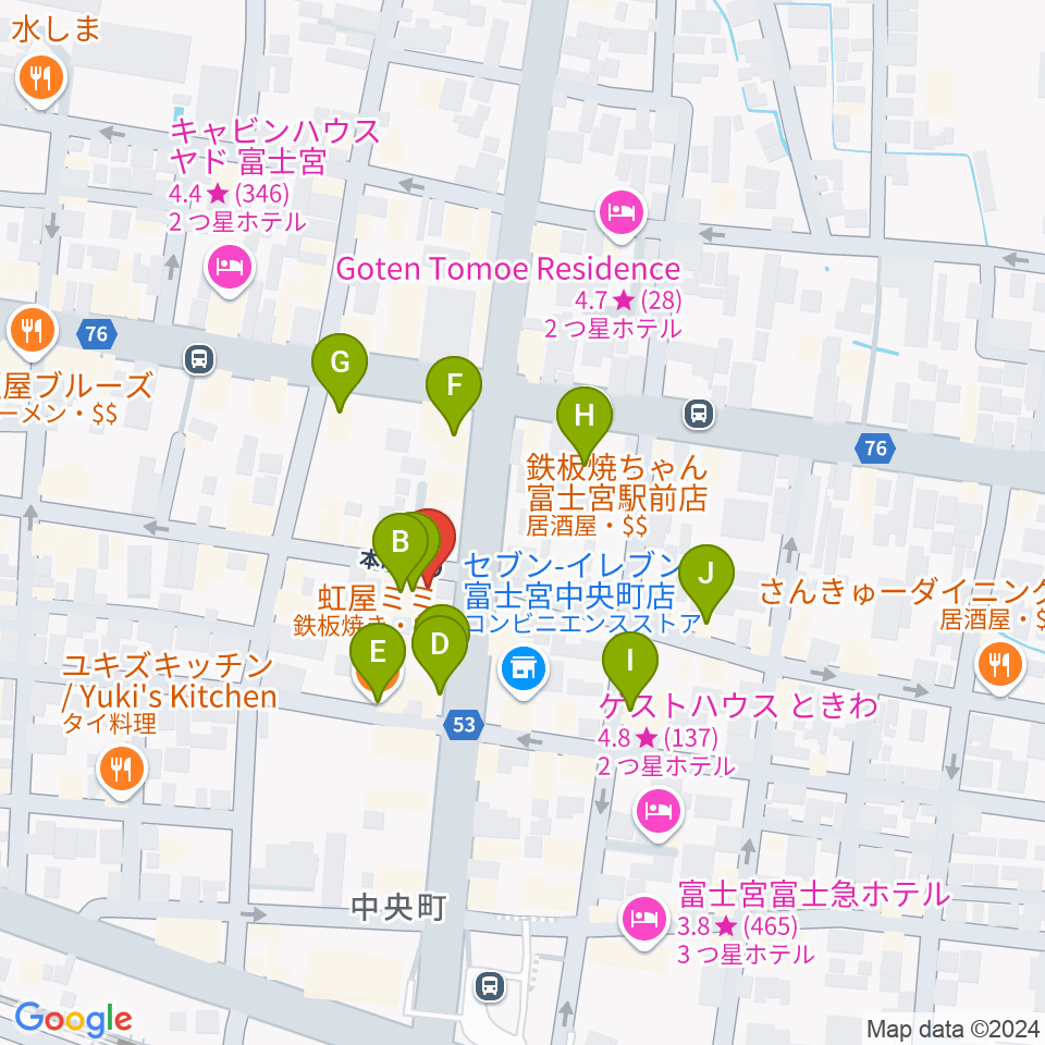 ロックハウスポパイ周辺のファミレス・ファーストフード一覧地図