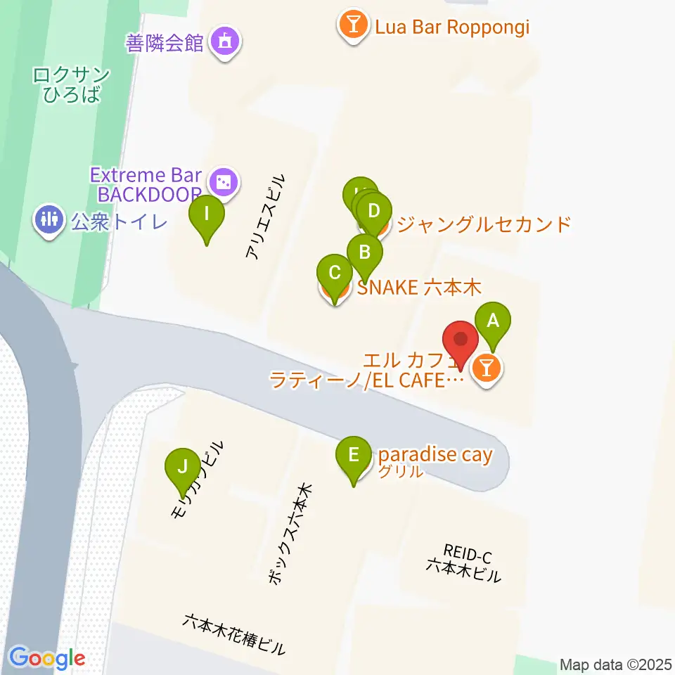 六本木REAL DIVA'S周辺のファミレス・ファーストフード一覧地図