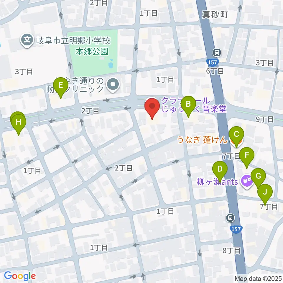 クララザール じゅうろく音楽堂周辺のファミレス・ファーストフード一覧地図