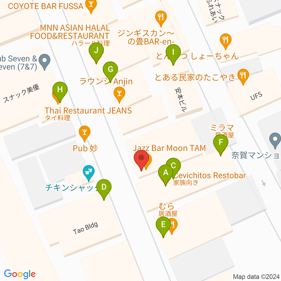 福生ムーンタム周辺のファミレス・ファーストフード一覧地図
