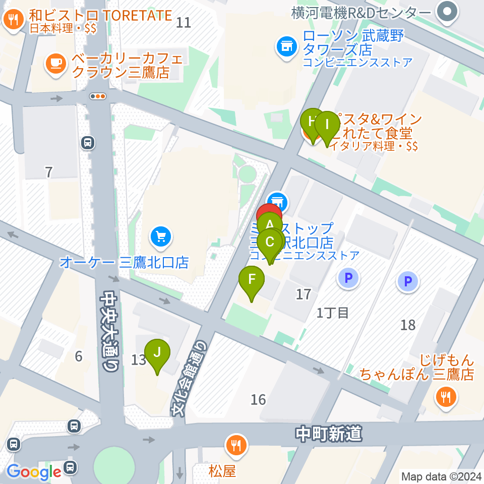 SONIDO II周辺のファミレス・ファーストフード一覧地図