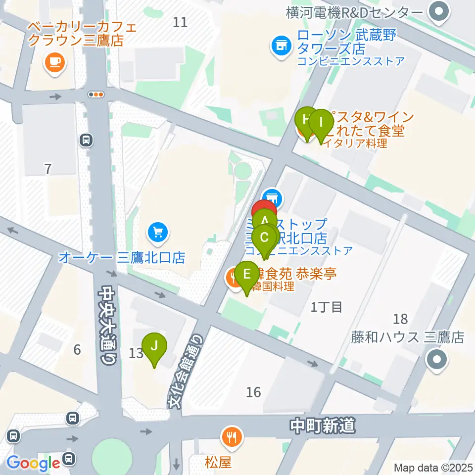 SONIDO II周辺のファミレス・ファーストフード一覧地図