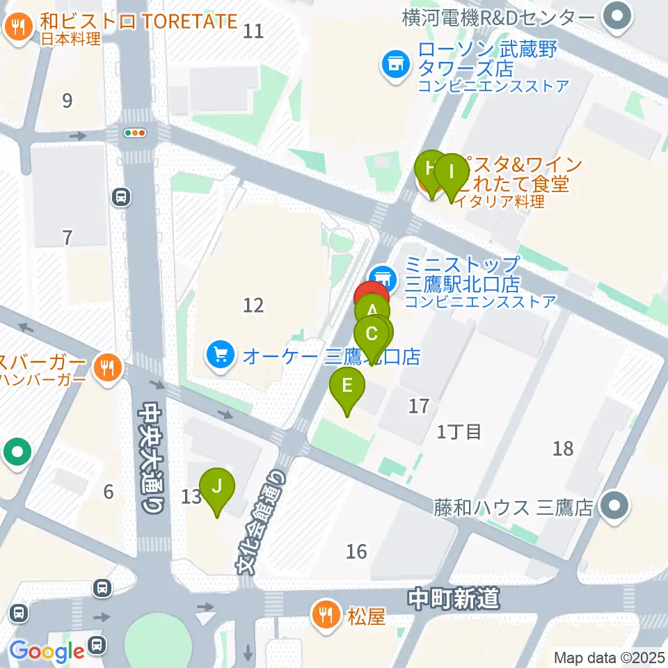 SONIDO II周辺のファミレス・ファーストフード一覧地図