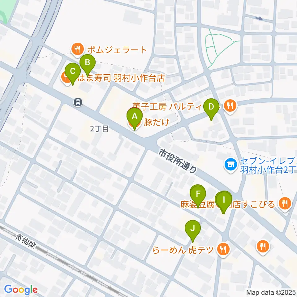 小作パーパス周辺のファミレス・ファーストフード一覧地図