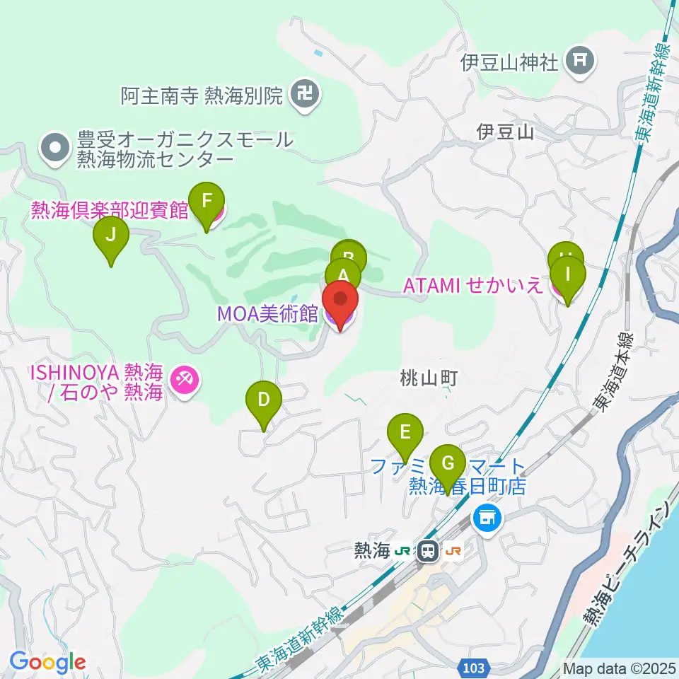 MOA美術館周辺のファミレス・ファーストフード一覧地図