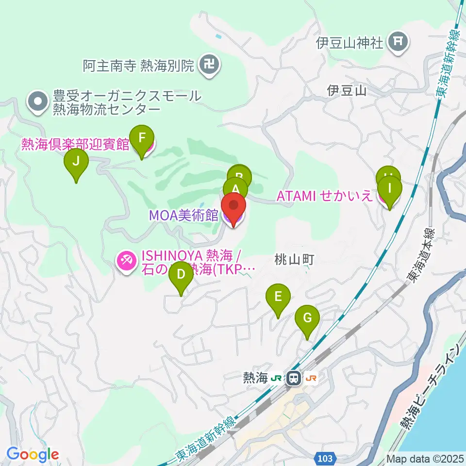 MOA美術館周辺のファミレス・ファーストフード一覧地図