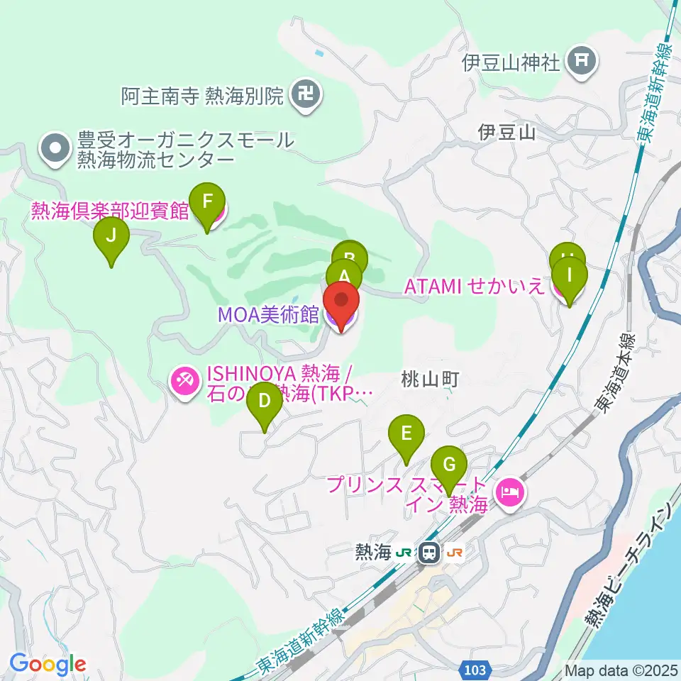 MOA美術館周辺のファミレス・ファーストフード一覧地図