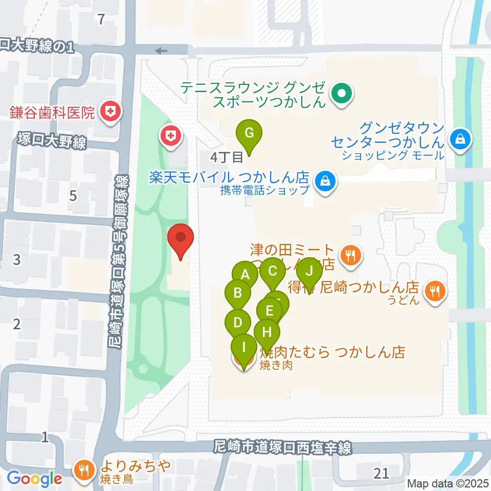 ローゼンビートクライネルザール周辺のファミレス・ファーストフード一覧地図