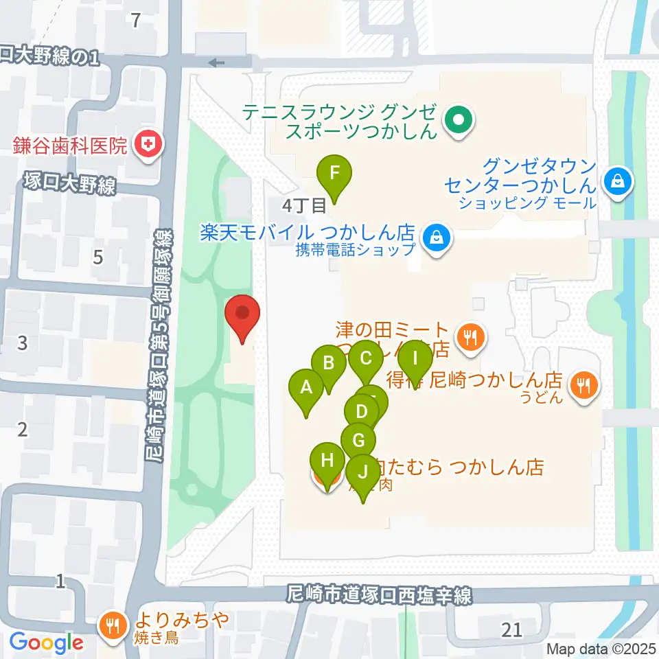 ローゼンビートクライネルザール周辺のファミレス・ファーストフード一覧地図
