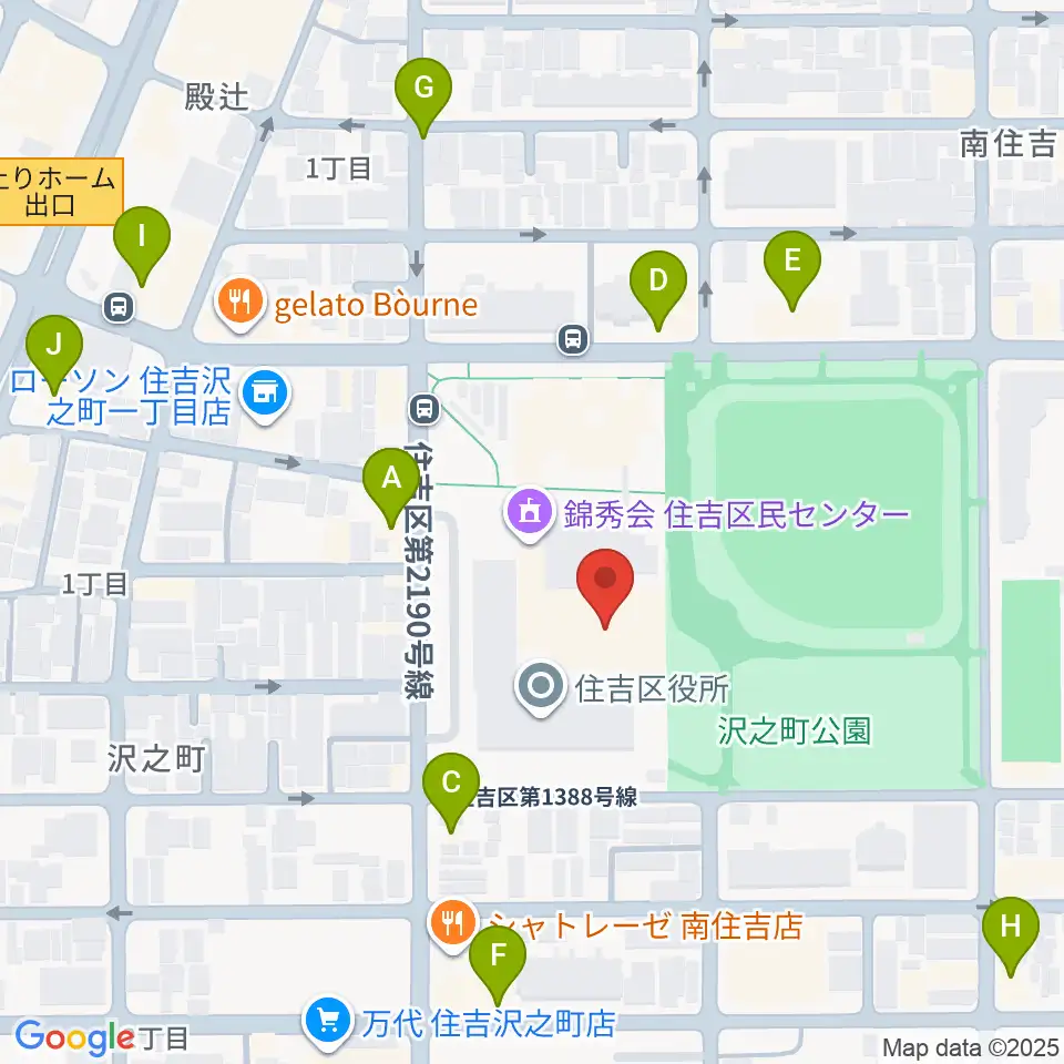 錦秀会 住吉区民センター周辺のファミレス・ファーストフード一覧地図